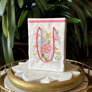 1980’s F.T.D.A Floral Bag Planter Pot Vase - Vintage Japanese Ceramic Decor